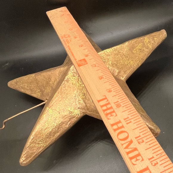 Tin Cut Out Snowman Candle Cover Gold Papier-Mâché tree Topper Christmas Decor - Picture 4 of 16